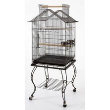 EuroGold Storozde Sehpalı Papağan Kafesi (51X51X139) Siyah Dövme