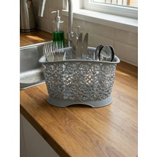 Padilon Tezgah Üstü Kaşıklık 3 Bölmeli 22X13X15 cm Plastik Dekoratif Kaşık Çatal Bıçaklık Organizeri