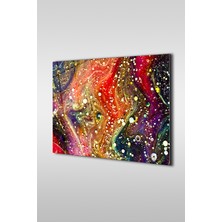 Beta Moda Hub Çok Renkli Ebru Desen Dekoratif Yatay Cam Tablo