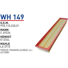 Wunder Filter Porsche Panamera 3.0 Dıesel 3.6- 4.8 Turbo Uyumlu Hava Filtresi Wh 149