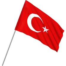 Best Parti Büyük Boy Çıtalı Kumaş Ay Yıldız Baskılı Bayrak 5 Adet
