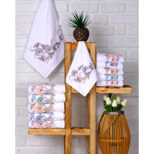 Hazangülü Collection Buldan Üretimi Çeyizlik Nakışlı Damla Kadife 6'lı El/yüz Havlusu I 50X90