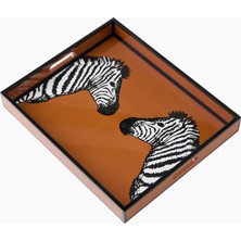 Jonathan Adler Zebra Lake Dekoratif Servis ve Sunum Tepsisi, Kahverengi
