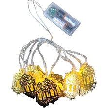 Tuncel Store Ramazan Kandi̇li̇ MODEL=10PCS Gold Metal Pi̇lli̇ Dekorati̇f LED Işik - Lamba 2mt Kablo (5389)
