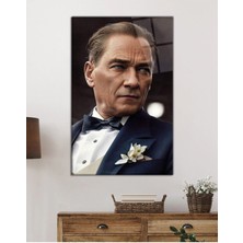 Beta Moda Hub Yapay Zeka Mustafa Kemal Atatürk Portresi Cam Tablo, Temperli ve Rodajlı Dayanıklı  Cam