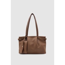 Wuclo Chimor Cüzdanlı Mat Görünümlü Kemer Detaylı Omuz Çantası Vizon