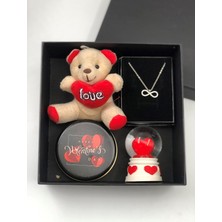 Masalsı Concept Kalbimde Sonsuza Kadar – Ayıcık, Sonsuzluk Kolye,küre,metal Boş Kutu ve Romantik Hediye Kutusu Görseldeki Gibidir