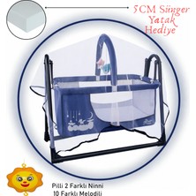 Chubby Baby Müzikli Melodi Kutulu Candy Sepet Beşik – Sallanır, 2 Peluş Oyuncaklı Beşik