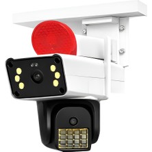 Deanb IP66 Su Geçirmez Wifi Ptz 6mp Full Hd Çift Lens Hareket Sensörlü Alarmlı Ip Kamera Beyaz