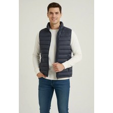 Indispensablely Erkek Şi̇şme Fermuarli Yelek Su Iti̇ci̇ Kapi̇tone Astarli Kumaş Cepli̇ Hafi̇f Kişlik Spor Rahat Kalip - L