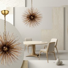 Lampaluce Riccio Modern 9lu Sarkıt Avize 60CM Eskitme Sarı