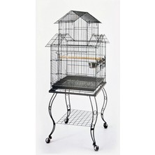 Qhpet Storozde Sehpalı Papağan Kafesi Dövme Demir (51 x 51 x 139)