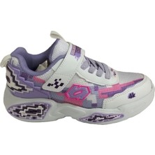 Waykon Ales-Sio Kids C.r.f.t Işıklı Çocuk Ayakkabısı Bağcık Desenli Cırtlı Spor Ayakkabı