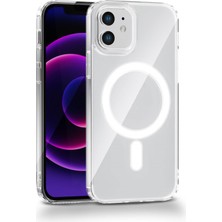 Vissona iPhone 12 Uyumlu Kamera Korumalı Magsafe Wireless Şarj Özellikli Lüks Şeffaf Silikon Telefon Kılıfı