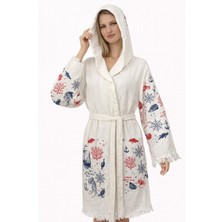 Emillie %100 Pamuk Müslin Bornoz Marine/mercan– Nefes Alabilen, Ultra Hafif, Hızlı Kuruyan Yazlık Bornoz