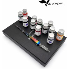 Valkyrie Gökkuşağı Cam Kalem Seti 12 Renk Mürekkep Hediyeli – Kristal Dip Pen Kaligrafi, Sanat ve Hobi Kalemi