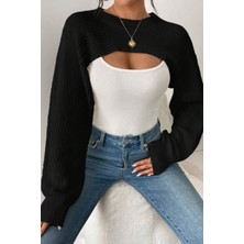 Tarz Cool Kadın Dekolteli Crop Triko Bolero