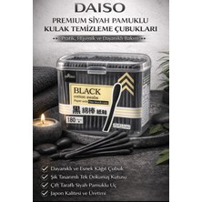 Daiso  Daıso Black Edition Premium Kulak Çubuğu 180 Adet – Siyah Pamuklu, One-Touch Kutulu
