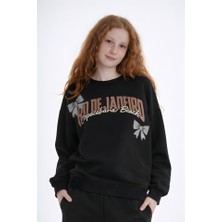 Haykids Kız Çocuk Yazı Baskılı Oversize Bol Paça Alt Üst Eşofman Takımı 6-7-8-9-10 Yaş