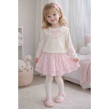 Jeliboom Kız Çocuk Fiyonklu Bluz & Katlı Etek Takımı