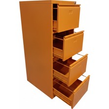 Bahar Çelik 4 Çekmeceli Turuncu Kartoteks Dolabı