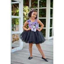 Duca Kids Işıltılı Askılı Body ve Kabarık Tütü Etek Ikili Takım-Kuromi Baskılı