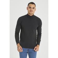 Tarz Cool Erkek Slim Fit Yarım Balıkçı Yaka Akrilik-Pamuk Karışımlı Basic Triko Kazak