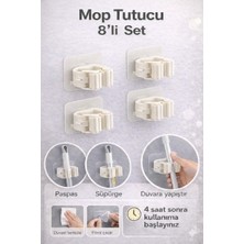 Elamour Kendinden Yapışkanlı Pratik Mop Temizlik Fırçası Tutucu Mop Askısı 8 ADET