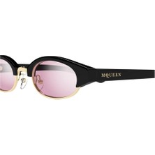 Alexander McQueen AM0534S 005 Siyah Pembe Oval Kadın Güneş Gözlüğü