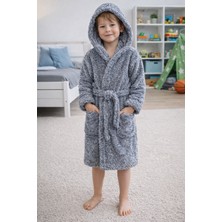 Mislina Home Luna Soft Kız / Erkek Çocuk Kapşonlu Wellsoft Bornoz Peluş Sabahlık | Antrasit