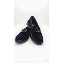 Noliva Kadın Siyah Süet Tokalı Loafer Günlük Rahat Taban Makosen Ayakkabı