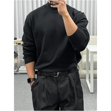 Tarz Cool Erkek Slim Fit Yarım Balıkçı Yaka Akrilik-Pamuk Karışımlı Basic Triko Kazak
