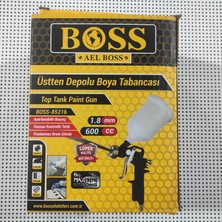 Boss Üstten Depolu Boya Tabancası Paslanmaz Krom Gövdeli 1.8 mm Depo: 600 cc Plastik Hazneli