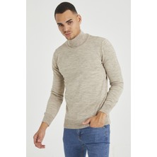 Tarz Cool Erkek Slim Fit Yarım Balıkçı Yaka Akrilik-Pamuk Karışımlı Basic Triko Kazak