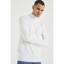 Tarz Cool Erkek Slim Fit Yarım Balıkçı Yaka Akrilik-Pamuk Karışımlı Basic Triko Kazak