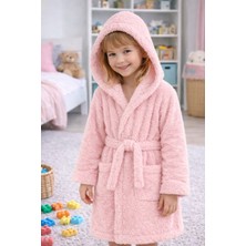 Mislina Home Luna Soft Kız / Erkek Çocuk Kapşonlu Wellsoft Bornoz Peluş Sabahlık | Pudra