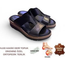 Cozi Company Kadın Hakiki Deri Topuk Dikenine Özel Tasarım Günlük Rahat Terlik