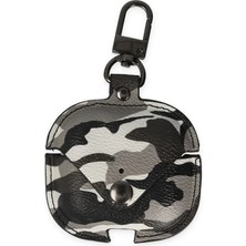 Eco Port Airpods Pro 2 (2.nesil) Çanta Kamuflaj Deri Kılıf - Gri
