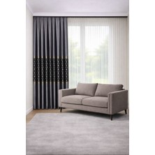 Perde Merkezi Püskül Gri Bronz Fon Perde Salon ve Misafir Odalarına Uygun 1/3 Sık Pileli Tek Kanat Lüks Modern Fon Perde