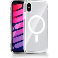 Vissona iPhone x / Xs Iphone Uyumlu Kamera Korumalı Magsafe Wireless Şarj Özellikli Lüks Şeffaf Silikon Telefon Kılıfı