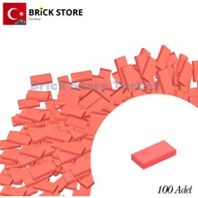 LEGO Yedek Parçalar, 100 Adet 1x2 Tile Düz Fayans Parçası, Mercan Rengi (Moral), 3069