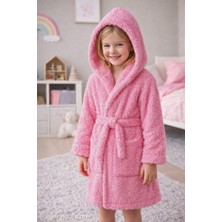 Mislina Home Luna Soft Kız / Erkek Çocuk Kapşonlu Wellsoft Bornoz Peluş Sabahlık | Pembe