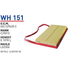 Wunder Filter Volkswagen Polo  1.0 Motor Tsı Uyumlu Hava Filtresi Wh 151