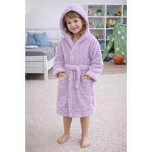 Mislina Home Luna Soft Kız / Erkek Çocuk Kapşonlu Wellsoft Bornoz Peluş Sabahlık | Lila