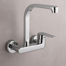 Nymira Duvardan Döner Borulu Aç Kapa Sıcak Soğuk Girişli Mutfak Eviye Bataryası - 2 Yıl Garantili