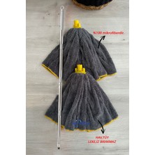 Normadia 3'lü Mega Boy Mikrofiber Mop Sap Seti, Gri, Yedek Uçlar ile Kaliteli Temizlik