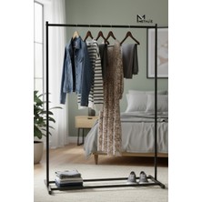 Metaliz Siyah Metal Konfeksiyon Askısı - Minimalist Elbise Askılığı - Butik Tipi Eşek Askı