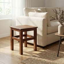 Hestia Gundays Home 35 cm Tabure Koyu Kahverengi Masif Gürgen El Yapımı