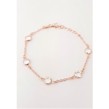 Besim Silver Swarovski Taşlı Gümüş Zincir Bileklik
