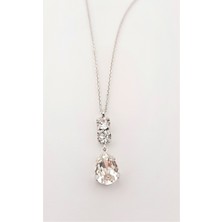 Besim Silver Swarovski Damla Kesim Taşlı Gümüş Kolye